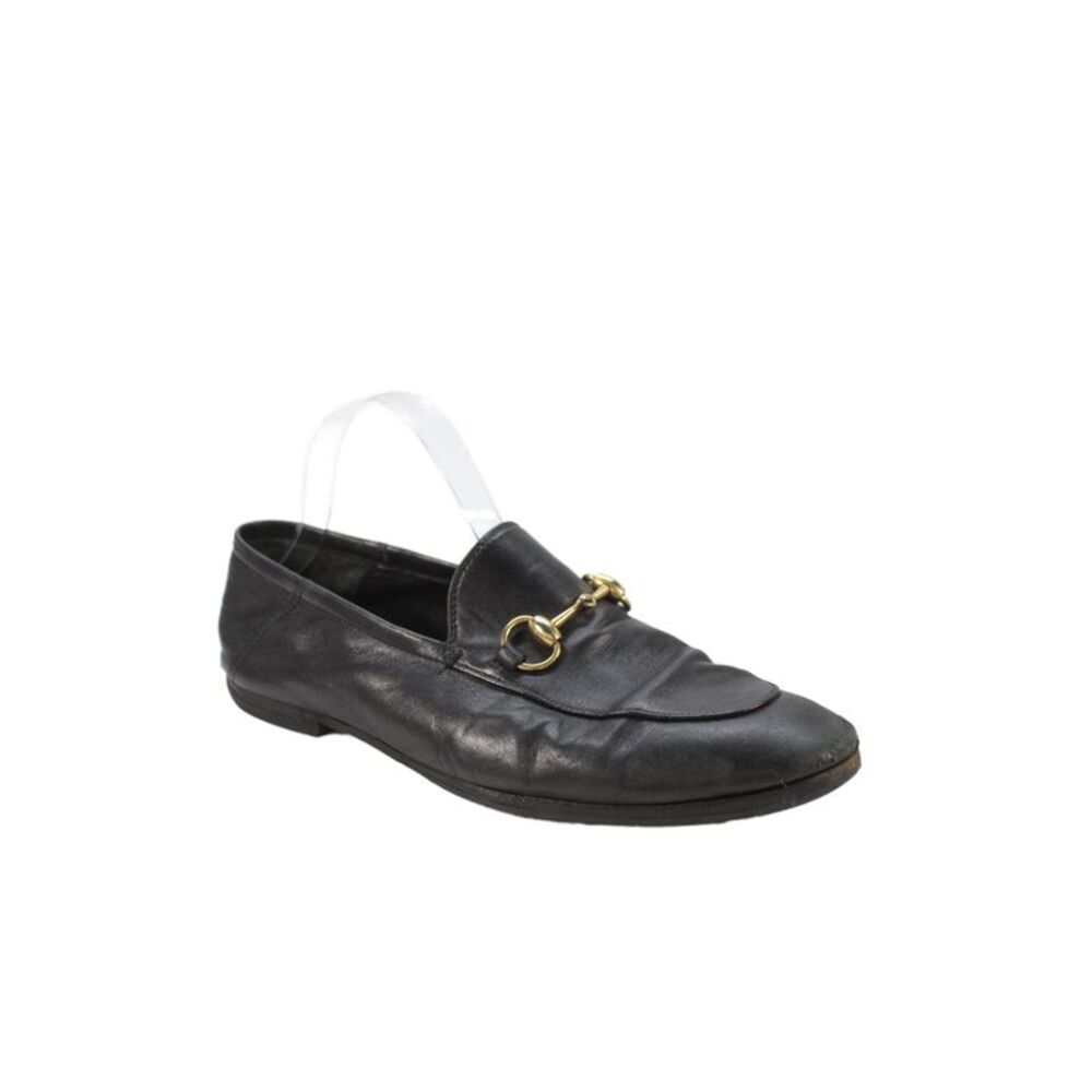 Gucci Mens Leather Horsebit Buckle Slip On Loafers Black Size 7.5